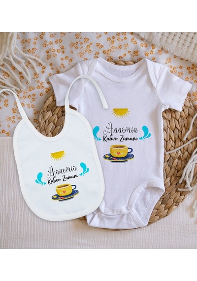 Bitmeyenkartus Bk Kids Annemin Kahve Zamanı Tasarımlı Bebek Body Zıbın Ve Mama Ö Çok Renkli