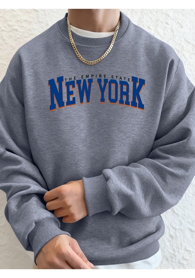 Startmore Startmoreempire State New York Print Man Polar Cepli Kapüşonlu Üst Sokak Sporları Tişörtü O-yaka Günlü Gri