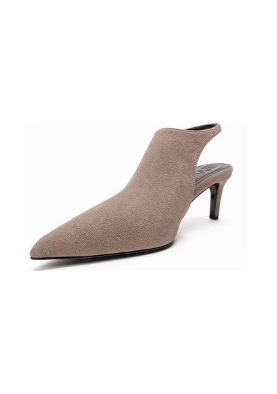 Luvishoes Rosalıe Vizon Süet Sivri Burunlu Kadın Topuklu Ayakkabı