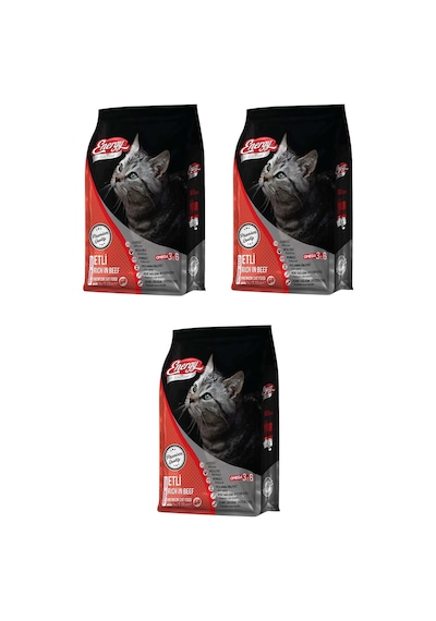 Energy Sığır Etli Yetişkin Kedi Maması 3 x 1 KG