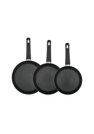 Black Stone 3 Lü Tava Seti 18 Cm+22 Cm+26 Cm-siyah Siyah