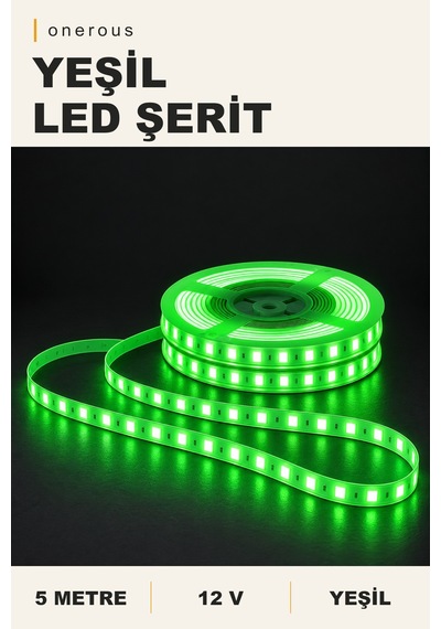 Onerous 5 M 12v Yeşil Led Şerit, Yapışkanlı