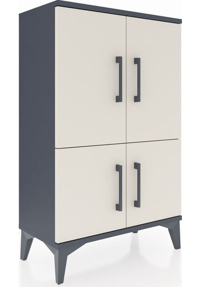 Arges Komodin 2 Raflı 4 Kapaklı 60x30x96 Antrasit-aytaşı Antrasit