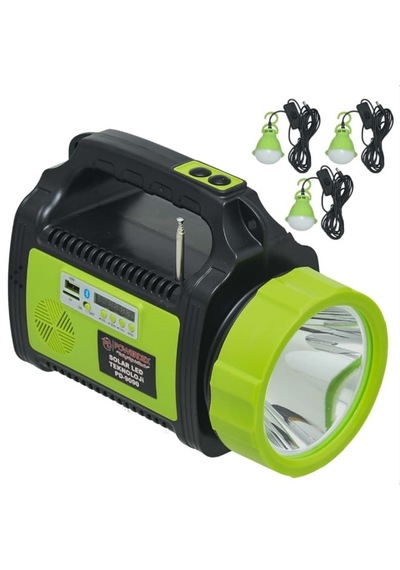 Powerdex Pd-9090 50w Güneş Enerjili Şarjlı Radyolu Mp3 Bluetooth Hoparlörü Avcı Kamp Feneri Çok Renkli