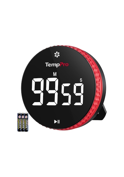 Ayrex Tm04 99 Saat Kapasiteli Çevirmeli Dijital Mutfak Ve Ders Zamanlayıcısı, Geniş Led Ekranlı Mıknatıslı Kron