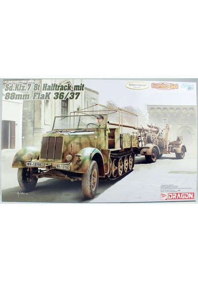 Dragon 6971 1/35 Ölçek, Sd.kfz.7 8 Ton Yarı Paletli Kamyon Geç Dönem Ve 8,8cm Flak 36/37 Top, Plastik Model Kiti-35449