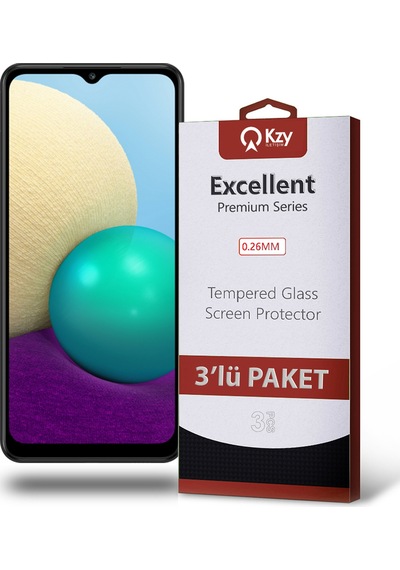 Samsung Galaxy A02 ile Uyumlu Kırılmaz Temperli Ekran Koruyucu Cam Ekonomik 3'lü Paket