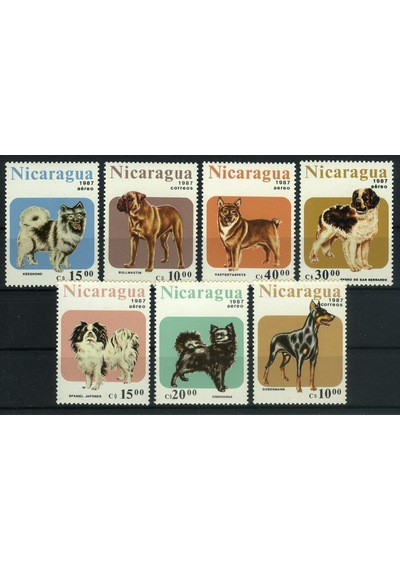 Koleksiyon Pulları, 1987 Orta Amerika,nicaragua 7 Pulluk Cins Köpekler Damgasız Tam Seri,n11-7
