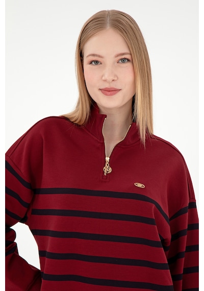 U.S. Polo Assn. Kadın Bordo Fermuarlı Dik Yaka Sweathirt 50298989-VR014
