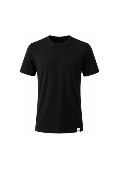 Siyah Bisiklet Yaka Kısa Kol Slim Fit Pamuklu Tişört 1011265166