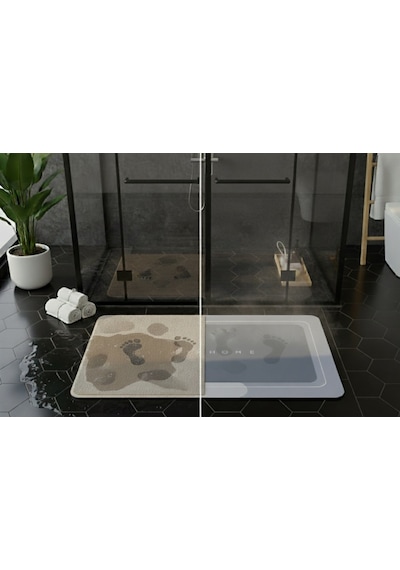 2'li Ultra Emici Kaymaz Banyo Paspası Seti 40x60 Cm & 50x70 Cm Gri