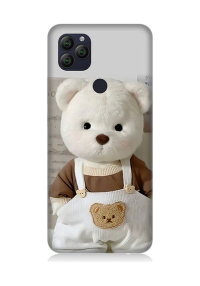 General Mobile Gm22 Uyumlu Sevimli Elbiseli Beyaz Ayı Desenli Silikon Kılıf