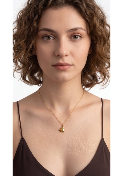 Curved Heart Kolye Krem