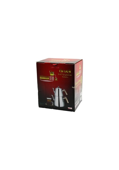 Pramit Mini Boy Çelik Çaydanlık Seti - Takımı Renkli Bakalit Kulp Üst Demlik: 0.9lt - Alt Suluk: 1.5lt Kendinden Süzgeçli 5324