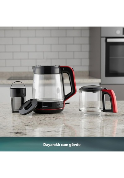 Infinity Xl 1764h Cam Çay Makinesi Siyah Kırmızı Genel