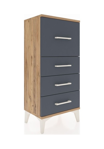 Arges Komodin 4 Çekmeceli 44x30x96 Çam-antrasit Çam