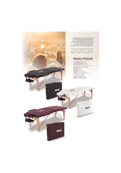 Voit 55003 Bordo Çanta Şeklinde Katlanabilir Masaj Masası + Kılıf