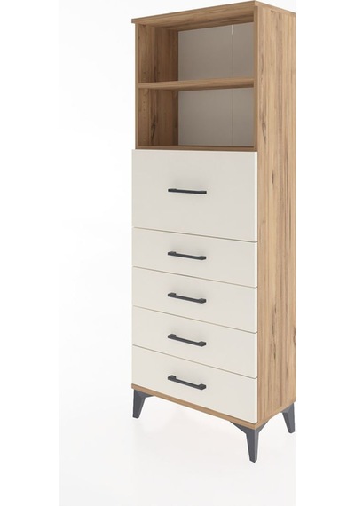 Arges Dolap 2 Raflı 5 Çekmeceli 60x30x163 Çam-aytaşı Atlas Çam