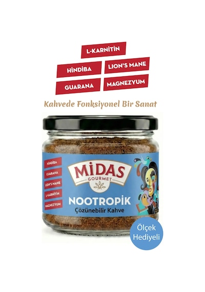 Nootropik - L-karnitin, Guarana, Lion's Mane Ve Magnezyum İçeren Hindiba Kahvesi 120g Granül
