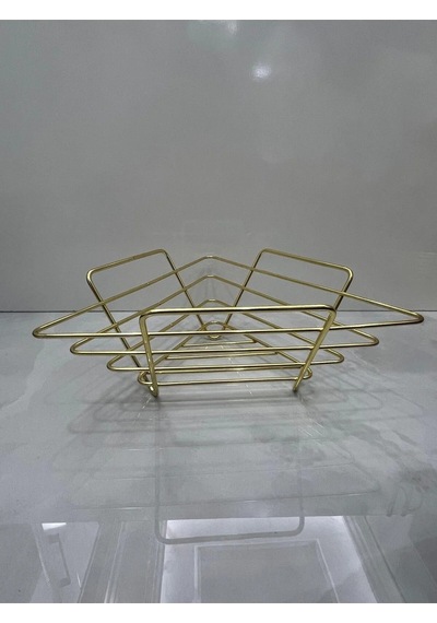 Üçgen Sepet, Meyve Sepeti, Ekmek Sepeti, Modern Tel Sepet Gold