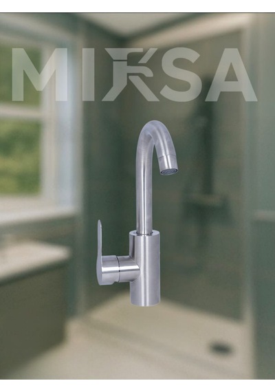 İnox Delta Gri Mat Banyo Lavabo Musluğu Bataryası Krom