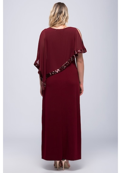 Şans Kadın Bordo Şifon Ve Payet Detaylı Abiye Elbise 65n23491-bordo Bordo