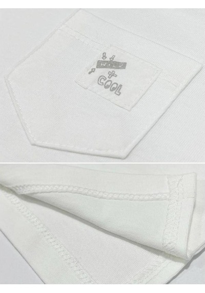 Breeze Erkek Bebek Cep Detaylı Basic T-shirt-15832 Beyaz