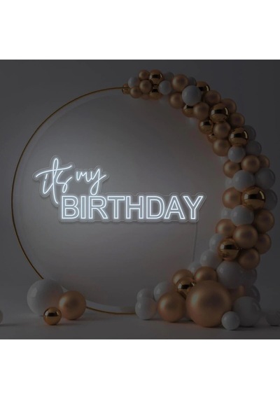 İts My Bırthday Yazılı Neon Tabela Beyaz