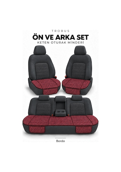 Honda City 2009-2013 Çizgili Keten 3'lü Minder Bordo