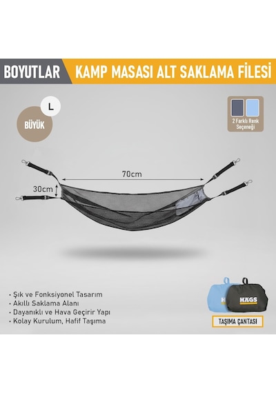 Haegs Masa Altı Saklama Filesi, Kamp Piknik Outdoor İçin Masa Altı Kamp Malzemeleri Eşya Depolama, Düzenleyici Orga Diğer
