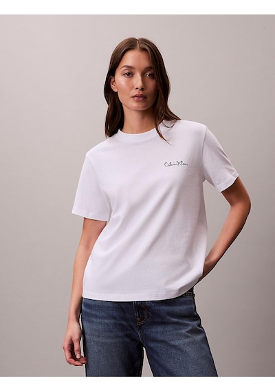 Kadın Classic Grafik T-shirt-13022 Beyaz