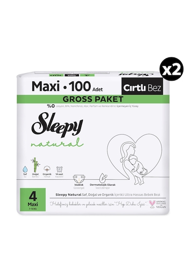 Sleepy Natural Gross Paket Bebek Bezi 4 Numara Maxi 200 Adet
