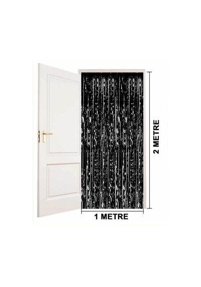 Siyah Renk Ekstra Metalize Parlak Aklı Arka Fon Perde İthal A Kalite 1x2 Metre Çok Renkli