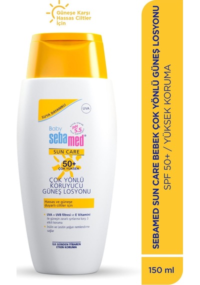 Sebamed Baby Spf 50+ Uva - Uvb Filtresi Ve E Vitamini Etkili Çok Yönlü Koruyucu Çocuk Güneş Losyonu 150 Ml