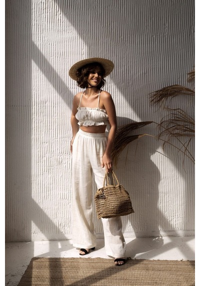 Mai Collection Mai Studios Co. Harvey Natural Müslin Crop Takım Natürel Mai Collection Mai Studios Co. Harvey Natural Müslin Crop Takım Natürel