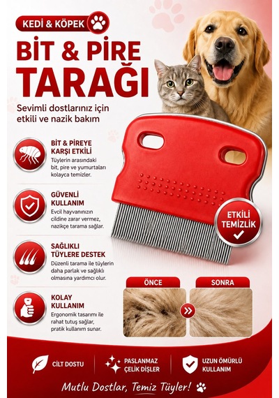 Jasper Kedi Köpek Bit Pire Tarağı İnce Dişli Metal Tarak Temizlik Tarağı Tüy Ve Pire Temizleme Tarağı Renkli