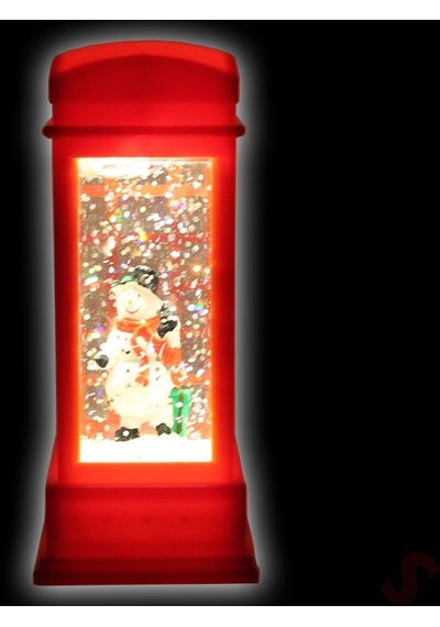 Uçuşan Simli,12,5 X 5cm Led Işıklı Telefon Kulübesi Küre-kardan Adam