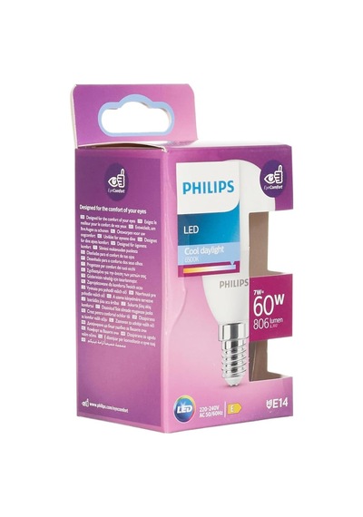 Philips Led 60w P48 E14 Beyaz Işık Dim Edilmez Ampul 4lü Paket Çok Renkli