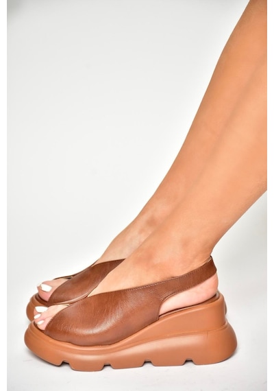 Fox Shoes U312255009 Taba Kalın Tabanlı Kadın Sandalet Taba-suni Deri Taba