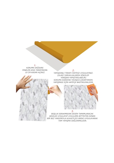 Tink Kendinden Yapışkanlı Beyaz Petek Mermer Desenli Pvc Panel 41x62cm