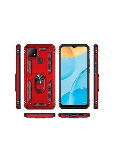 Oppo A15s Kılıf Sert Silikon Yüzüklü Stand Özellikli Kapak