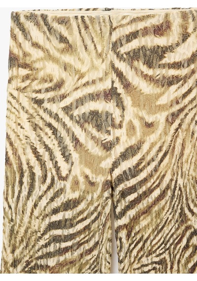 Koton Rahat Kalıp Zebra Desenli Dantel Pantolon Bej Desenli 6sak40088ek Ekru