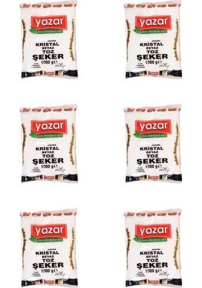 Yazar Kristal Toz Şeker 6 x 1 KG