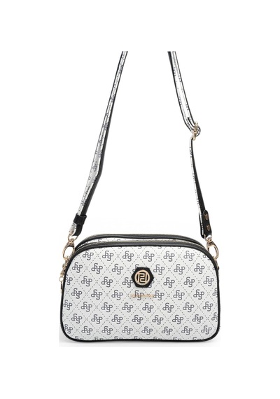 Silver & Polo Silver Polo Beyaz - Siyah Monogram Kadın Çapraz Çanta Sp745