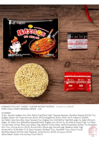 Baıxıang Kore Usulu Hindi Aromalı Erişte Korean Style Hot Turkey Flavor