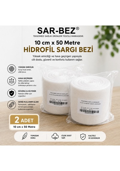 Teksomed Hidrofil Sargı Bezi 10cmx50metre 2 Adet