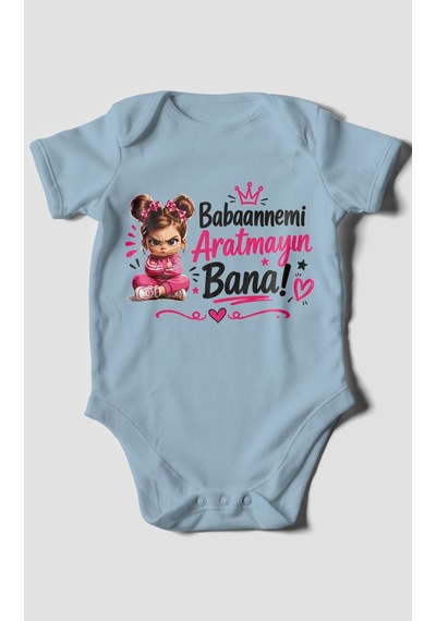 Morivokids Babaanneye Özel Kısa Kollu Bebek Body %100 Pamuk Bebe Mavisi
