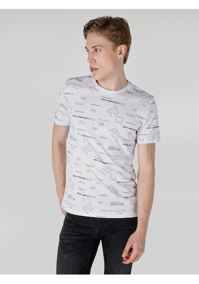 Colin's Colins Regular Fit Bisiklet Yaka Baskılı Beyaz Erkek Kısa Kol Tişört Cl1064698 Beyaz