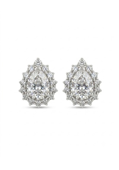 Kadın Damla Moissanite Taş Tasarım Gümüş Küpe