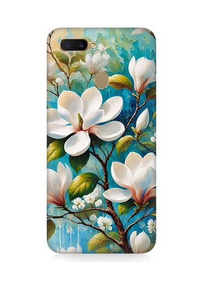 Oppo Reno Ax7 Uyumlu Işıltılı Beyaz Çiçekler Desenli Silikon Kılıf Çok Renkli
